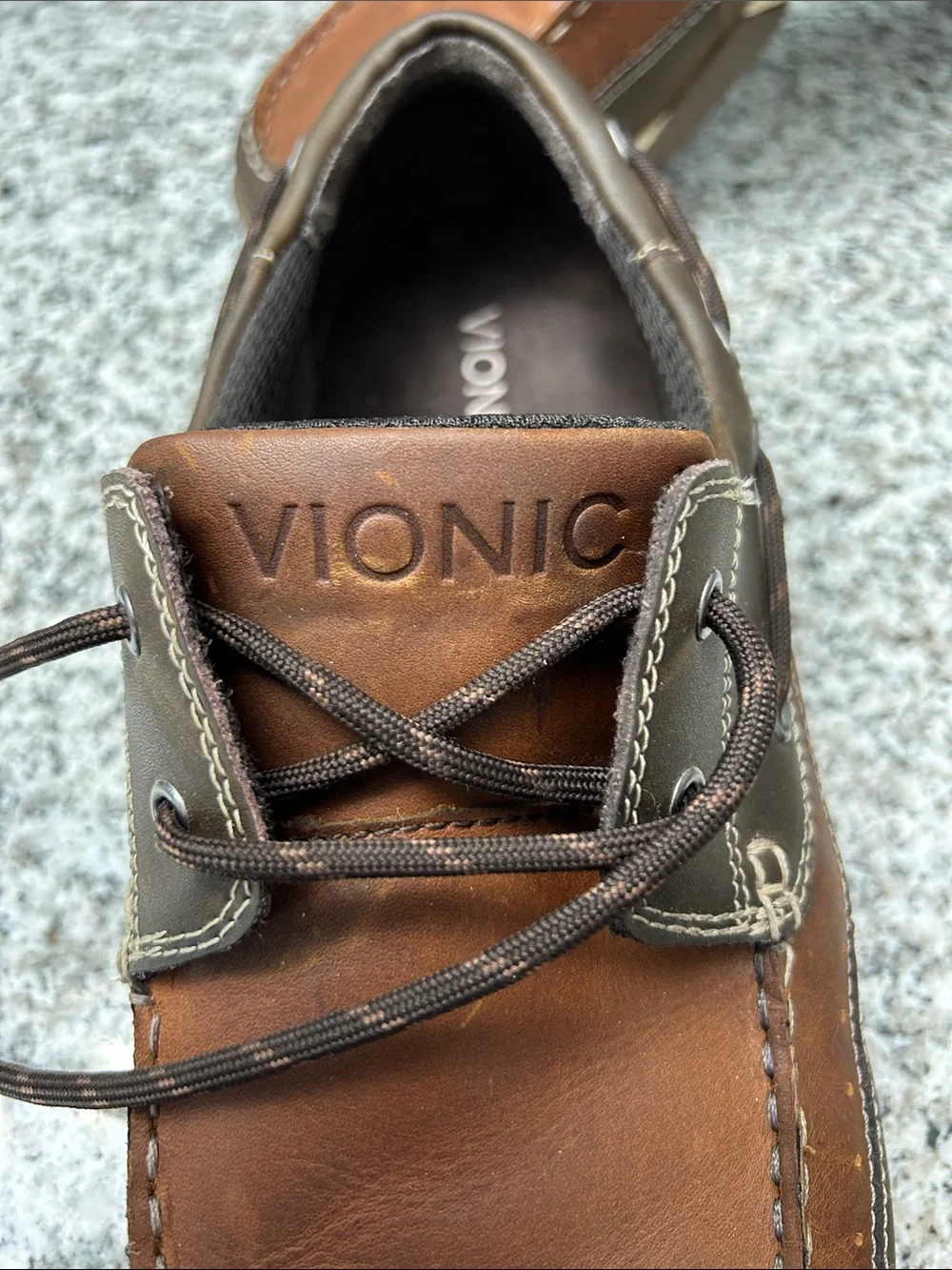 Vionic Mens Eddy Orthotic Leather Casual Moc Toe Boat Shoes Loafers